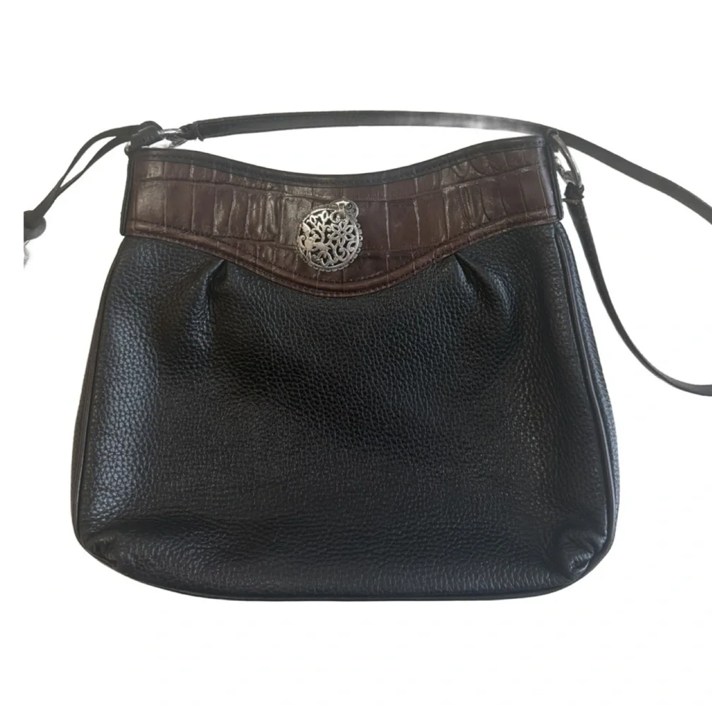 Brighton Black and Brown Leather Shoulder Bag